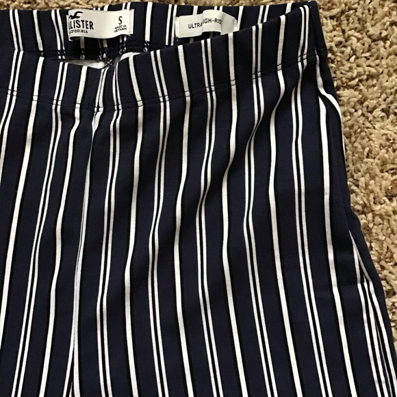 Hollister Navy Blue Stripe Flare Pants - Picture 6 of 7